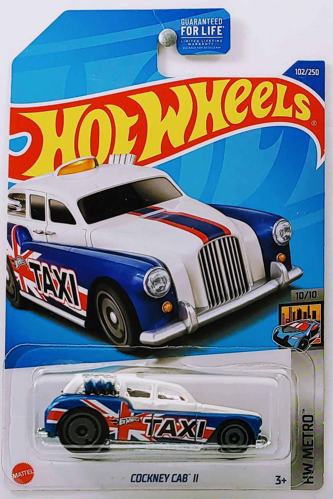 Hot Wheels 2022 - Collector # 102/250 - HW Metro 10/10 - Cockney Cab II - White / TAXI - USA Hot Wheels 2022 - Collector # 102/250 - HW Metro 10/10 - Cockney Cab II - White / TAXI - USA