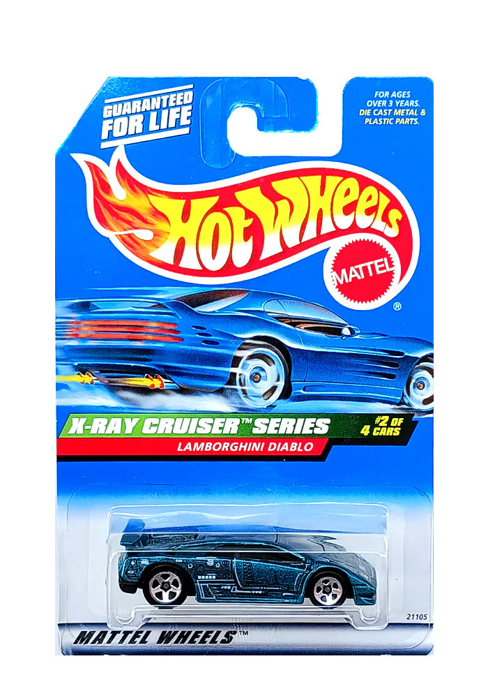 Mattel Hot Wheels 1999 1:64 Escala X-Ray Cruiser Series Verde azulado oscuro Lamborghini Diablo Diablo Die Cast Car 2/4