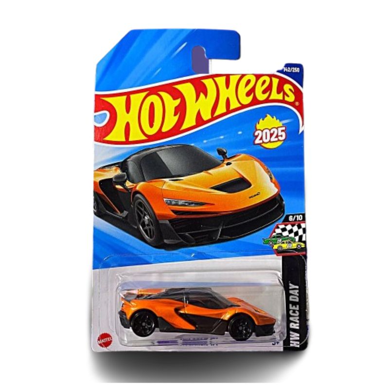 Hot Wheels 2025 - Collector # 142/250 - HW Race Day 6/10 - New Models - McLaren W1 - Papaya Orange - Black Y 5-Spoke Wheels - International Card