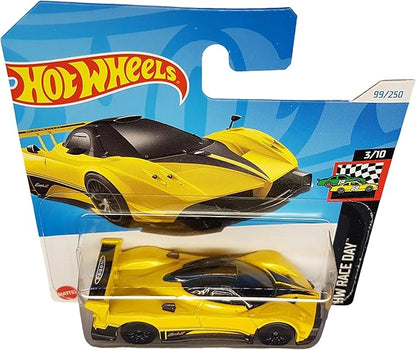 Hot Wheels - Pagani Zonda R - HW Race Day 3/10 - HTD82 - Tarjeta corta - Super deportivo - Amarillo - Mattel 2024-1:64