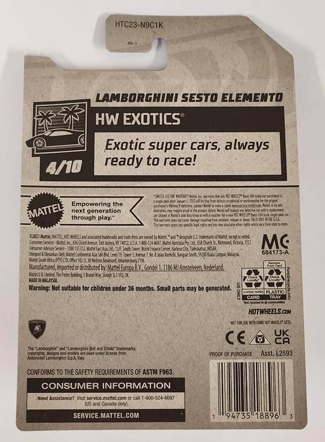 Hot Wheels Lamborghini Sesto Elemento 204/250 Blanco