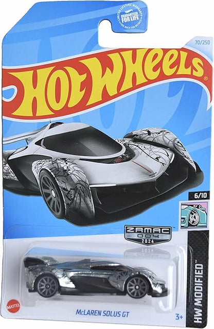 Hot Wheels 2024 - Collector # 070/250 - HW Modified 6/10 - ZAMAC # 004 - McLaren Solus GT - ZAMAC - Walmart Exclusive - USA Card