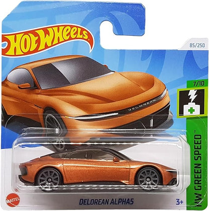 Hot Wheels - Delorean Alpha5 - HW Green Speed 7/10 - HTD32 - Short Card - DMC - Orange Metallic - Mattel 2024-1:64