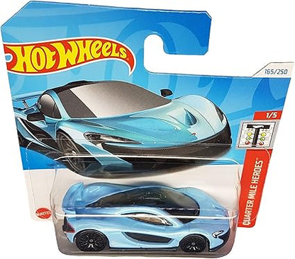 Hot Wheels - McLaren P1 - Quarter Mile Heroes 1/5 - HTB85 - Short Card - Coche deportivo - Azul claro metálico - Mattel 2024 - 1:64
