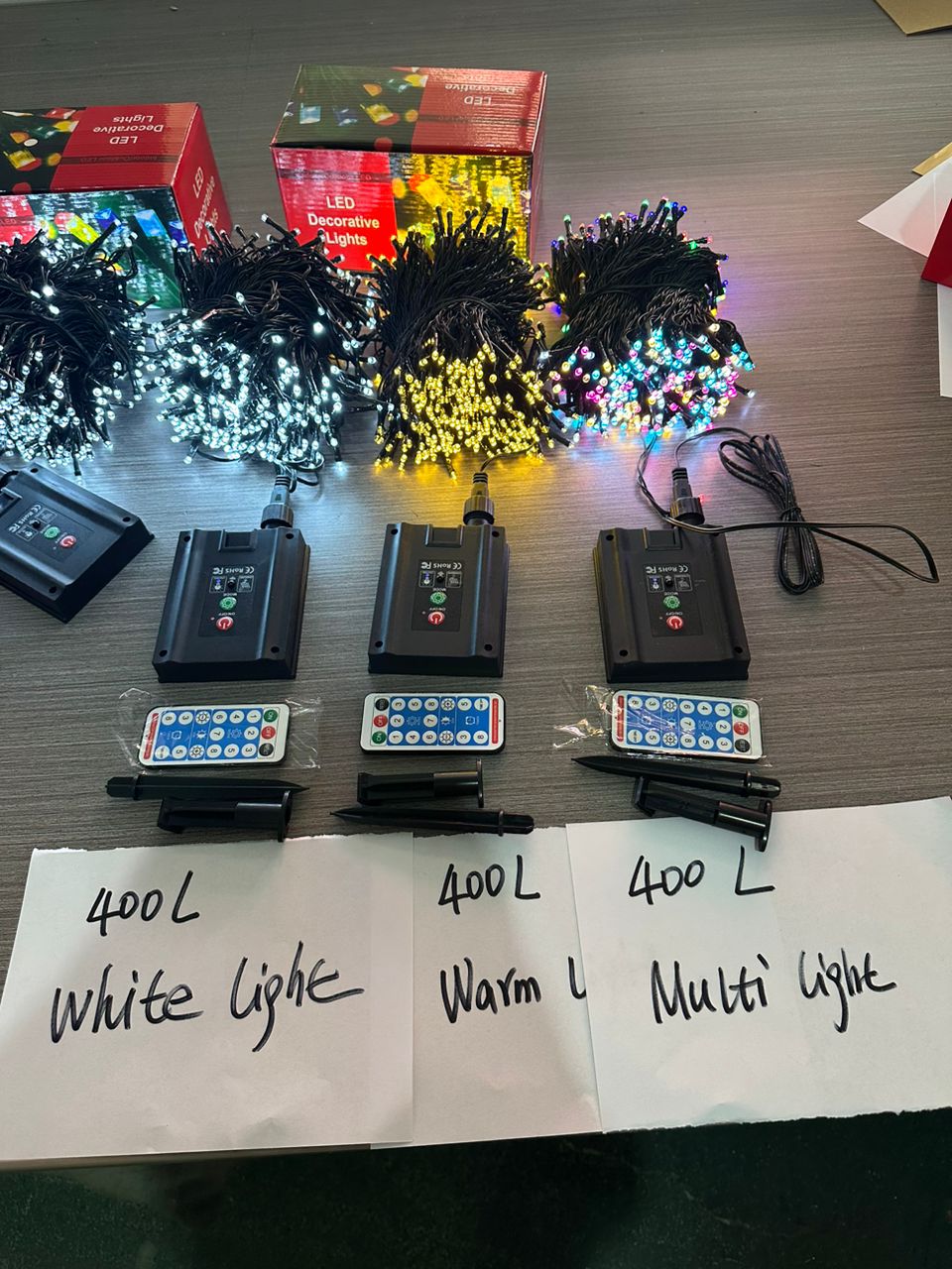 LUCES DE 400 LED de 42 metros multicolor, blanco y amarillo.