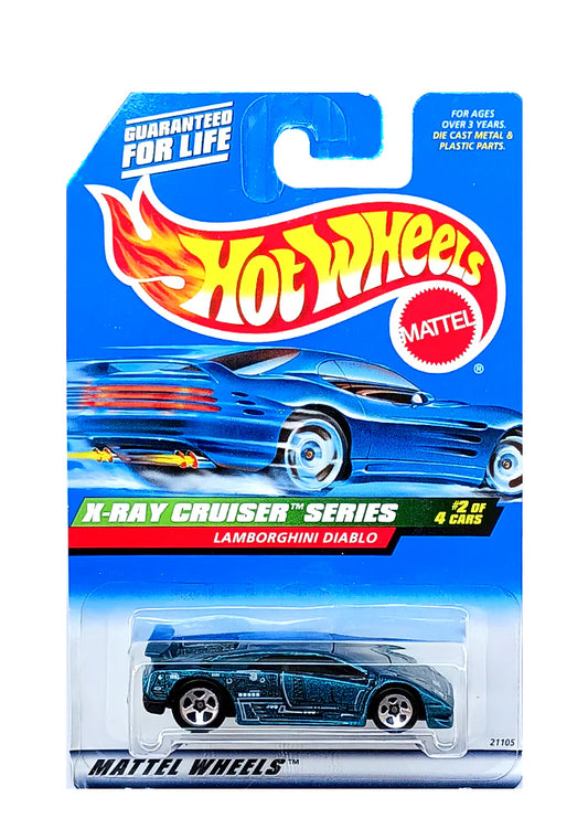 Mattel Hot Wheels 1999 1:64 Escala X-Ray Cruiser Series Verde azulado oscuro Lamborghini Diablo Diablo Die Cast Car 2/4